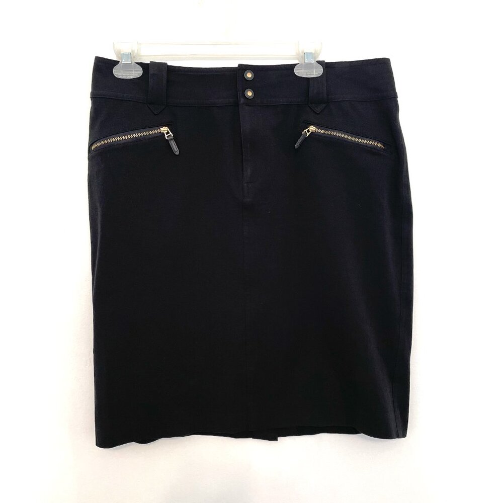 LAUREN RALPH LAUREN LRL Black Zip Pocket Straight Pencil Skirt PETITE 12 / 12P